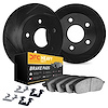 3212-42101 Slotted Brake Rotors w/Heavy-Duty Brake Pads Kit & Hardware [Black], 2007-2018 Mopar, Position: Front - image 1