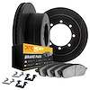 3212-99218 Slotted Brake Rotors w/Heavy-Duty Brake Pads Kit & Hardware [Black], 2006-2010 Ford/Lincoln/Mercury/Mazda, Position: 