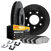 3212-99225 Slotted Brake Rotors w/Heavy-Duty Brake Pads Kit & Hardware [Black], 2009-2009 Ford/Lincoln/Mercury/Mazda, Position:  - image 1
