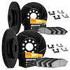 3214-40245 Slotted Brake Rotors w/Heavy-Duty Brake Pads Kit & Hardware [Black], 2005-2006 Mopar, Position: Front and Rear