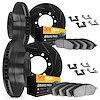 3214-48008 Slotted Brake Rotors w/Heavy-Duty Brake Pads Kit & Hardware [Black], 2003-2007 GM, Position: Front and Rear - image 1