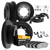 3214-48068 Slotted Brake Rotors w/Heavy-Duty Brake Pads/Drums/Shoes & Hardware Kit [Black], 1972-1973 GM, Position: Front and Re