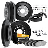 3214-48093 Slotted Brake Rotors w/Heavy-Duty Brake Pads/Drums/Shoes & Hardware Kit [Black], 1988-1996 GM, Position: Front and Re - image 1