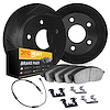 3222-63002 Slotted Brake Rotors w/Heavy-Duty Brake Pads/Sensor & Hardware Kit [Black], 2013-2019 Mercedes-Benz, Position: Front - image 1