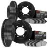 3404-48005 Slotted Brake Rotors with Ultimate-Duty Brake Pads Kit [Black], 2002-2008 GM, Position: Front and Rear - image 1