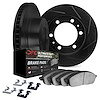 3412-92002 Slotted Brake Rotors with Ultimate-Duty Brake Pads Kit & Hardware [Black], 2008-2017 Mitsubishi, Position: Front