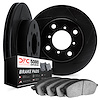 3502-13001 Slotted Brake Rotors w/5000 Advanced Brake Pads Kit [Black], 1983-1989 Subaru, Position: Front - image 1