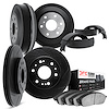 3504-47024 Slotted Brake Rotors w/5000 Advanced Brake Pads/Drums & Shoes Kit [Black], 2004-2008 GM, Position: Front and Rear - image 1