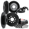 3504-74010 Slotted Brake Rotors w/5000 Advanced Brake Pads/Drums & Shoes Kit [Black], 1973-1978 Audi/Volkswagen, Position: Front - image 1