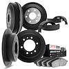 3504-76000 Slotted Brake Rotors w/5000 Advanced Brake Pads/Drums & Shoes Kit [Black], 1979-1980 Lexus/Toyota/Scion, Position: Fr - image 1