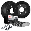 3512-73084 Slotted Brake Rotors w/5000 Advanced Brake Pads Kit & Hardware [Black], Fits Select Audi/Volkswagen, Position: Front