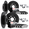 3514-11002 Slotted Brake Rotors w/5000 Advanced Brake Pads Kit & Hardware [Black], 1974-1974 Land Rover, Position: Front and Rea - image 1