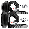 3514-48017 Slotted Brake Rotors w/5000 Advanced Brake Pads Kit & Hardware [Black], 2009-2017 GM, Position: Front and Rear - image 1