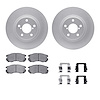 4312-13005 Geospec Brake Rotors with 3000-Series Ceramic Brake Pads & Hardware, 1990-1996 Subaru, Position: Front - image 1