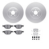 4512-20052 Geospec Brake Rotors w/5000 Advanced Brake Pads Kit & Hardware, Fits Select Jaguar, Position: Front