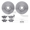 4512-74119 Geospec Brake Rotors w/5000 Advanced Brake Pads Kit & Hardware, 2006-2011 Audi/Volkswagen, Position: Front