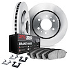 5112-92007 Slotted Brake Rotors with 3000-Series Semi-Metallic Brake Pads Kit & Hardware [Silver], 2008-2017 Mitsubishi, Positio