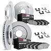 5114-40024 Slotted Brake Rotors with 3000-Series Semi-Metallic Brake Pads Kit & Hardware [Silver], 2003-2004 Mopar, Position: Fr - image 1