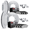 5114-48006 Slotted Brake Rotors with 3000-Series Semi-Metallic Brake Pads Kit & Hardware [Silver], 2003-2005 GM, Position: Front - image 1