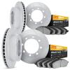 5204-48151 Slotted Brake Rotors w/Heavy-Duty Brake Pads Kits [Silver], 2001-2010 GM, Position: Front and Rear - image 1