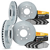 5204-99078 Slotted Brake Rotors w/Heavy-Duty Brake Pads Kits [Silver], 2004-2008 Ford/Lincoln/Mercury/Mazda, Position: Front and - image 1