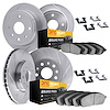5214-42001 Slotted Brake Rotors w/Heavy-Duty Brake Pads Kits & Hardware [Silver], 1993-1994 Mopar, Position: Front and Rear - image 1