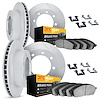 5214-99068 Slotted Brake Rotors w/Heavy-Duty Brake Pads Kits & Hardware [Silver], Fits Select Ford/Lincoln/Mercury/Mazda, Positi