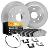 5222-40001 Slotted Brake Rotors w/Heavy-Duty Brake Pads Kits [Silver] includes Sensor & Hardware, 2002-2018 Multiple Makes/Model