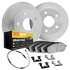 5222-63154 Slotted Brake Rotors w/Heavy-Duty Brake Pads Kits [Silver] includes Sensor & Hardware, Fits Select Mercedes-Benz, Pos - image 1