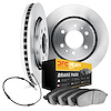 5232-40001 Slotted Brake Rotors w/Heavy-Duty Brake Pads Kits [Silver] includes Sensor, 2002-2006 Multiple Makes/Models, Position - image 1