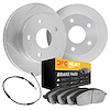 5232-40004 Slotted Brake Rotors w/Heavy-Duty Brake Pads Kits [Silver] includes Sensor, 2002-2006 Multiple Makes/Models, Position - image 1