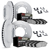 5414-40001 Slotted Brake Rotors with Ultimate-Duty Brake Pads Kit & Hardware [Silver], 2000-2002 Mopar, Position: Front and Rear - image 1