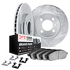 5512-13004 Slotted Brake Rotors w/5000 Advanced Brake Pads Kit & Hardware [Silver], 1983-1989 Subaru, Position: Front - image 1