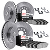 5514-11010 Slotted Brake Rotors w/5000 Advanced Brake Pads Kit & Hardware [Silver], 2006-2009 Land Rover, Position: Front and Re
