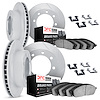 5514-48006 Slotted Brake Rotors w/5000 Advanced Brake Pads Kit & Hardware [Silver], 2003-2005 GM, Position: Front and Rear - image 1
