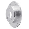 621-80014L Drilled Brake Rotor [Silver], 1986-1988 Ford/Lincoln/Mercury/Mazda, Position: Rear Left - image 1