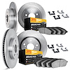 6214-42006 Brake Rotors w/Heavy-Duty Brake Pads Kit & Hardware, Fits Select Mopar, Position: Front and Rear - image 1