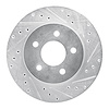 631-54021R Drilled/Slotted Brake Rotor [Silver], 1982-1990 Ford/Lincoln/Mercury/Mazda, Position: Rear Right - image 1