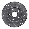 631-76075R Drilled/Slotted Brake Rotor [Silver], 2002-2015 Lexus/Toyota/Scion, Position: Front Right - image 1