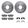 6312-03016 Brake Rotors with 3000-Series Ceramic Brake Pads Kit with Hardware, 1999-2006 Kia/Hyundai/Genesis, Position: Rear - image 1