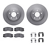 6312-13012 Brake Rotors with 3000-Series Ceramic Brake Pads Kit with Hardware, 1990-1996 Subaru, Position: Front - image 1