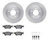 6312-31039 Brake Rotors with 3000-Series Ceramic Brake Pads Kit with Hardware, 1999-2008 BMW, Position: Front - image 1