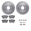6312-59042 Brake Rotors with 3000-Series Ceramic Brake Pads Kit with Hardware, 1992-1996 Acura/Honda, Position: Rear - image 1