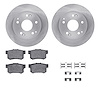 6312-59046 Brake Rotors with 3000-Series Ceramic Brake Pads Kit with Hardware, 1997-2006 Acura/Honda, Position: Rear
