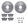 6312-59048 Brake Rotors with 3000-Series Ceramic Brake Pads Kit with Hardware, 2001-2005 Acura/Honda, Position: Rear