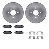 6312-59055 Brake Rotors with 3000-Series Ceramic Brake Pads Kit with Hardware, 1992-1996 Acura/Honda, Position: Front - image 1
