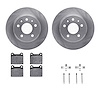 6312-63005 Brake Rotors with 3000-Series Ceramic Brake Pads Kit with Hardware, 1961-1991 Mercedes-Benz, Position: Rear