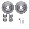 6312-68013 Brake Rotors with 3000-Series Ceramic Brake Pads Kit with Hardware, 2003-2008 Infiniti/Nissan, Position: Rear - image 1