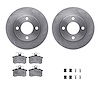 6312-73004 Brake Rotors with 3000-Series Ceramic Brake Pads Kit with Hardware, 1984-1995 Audi/Volkswagen, Position: Rear - image 1