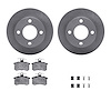 6312-73007 Brake Rotors with 3000-Series Ceramic Brake Pads Kit with Hardware, 1989-1991 Audi/Volkswagen, Position: Rear - image 1